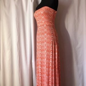 Orange & White Strapless Maxi Dress NWT Size S